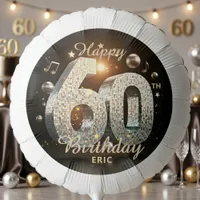 Black Gold Retro Disco Ball Music 60th Birthday Balloon