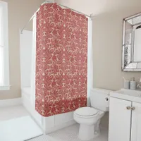 Vintage Red Pattern Shower Curtain