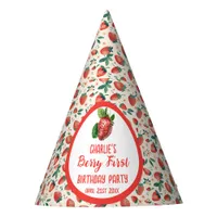 Berry First Strawberry Girl 1st Birthday Party Party Hat