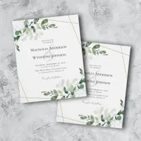 Budget Eucalyptus Greenery Gold Wedding Invitation