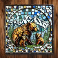 Mosaic Tile Bear Illustration Wildlife Art