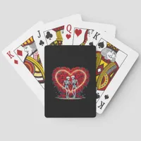 Skeleton Couple Holding Hands Inside A Heart Of Ro Poker Cards
