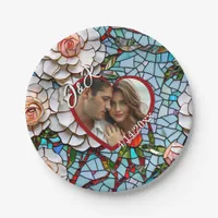 Mosaic Stained Glass and Tile Wedding Personalized Paper Plates