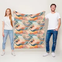 Cozy Autumn Colors Abstract Digital Art Fleece Blanket