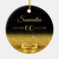 60th birthday black gold classic elegant name ceramic ornament