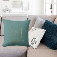 Business company logo green dark cyan throw pillow