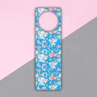 Watercolor Girly Whimsical on Blue | Door Hanger