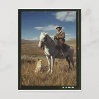 Shepherd with his horse and dog on Gravelly Range Postcard
