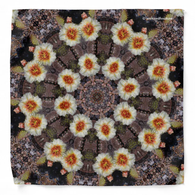 Kaleidoscopic Cactus Flowers Bandana