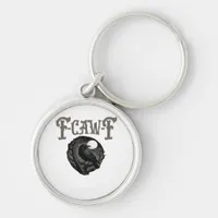 Crow, F-Caw-F Funny Bird Moon Gothic Retro Graphic Keychain