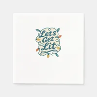 Let's Get Lit Funny Christmas Lights Holiday Party Napkins