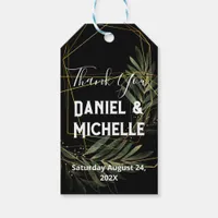 Modern Arched Black Gold Wedding Botanical Theme Gift Tags