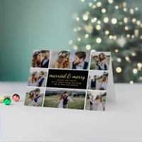 Married & Merry Wedding Real Foil Holiday Card