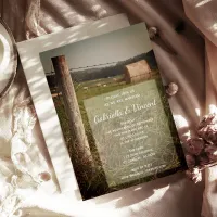 Green Pastures Rural Country Farm Wedding Invitation