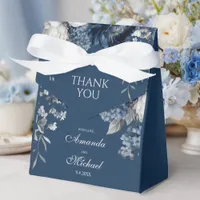 Modern Blues & Gray Floral Wedding Favor Boxes