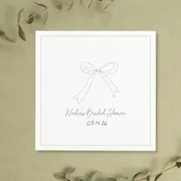 Whimsical Hand Drawn Minimalist Bow Bridal Shower  Napkins