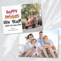 Funny Late Happy New Year Photo Holiday Card