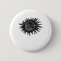 Medieval Sun Engraving - Whimsigoth Aesthetic - Wh Button