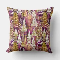 Magenta Gold Christmas Merry Pattern#25 ID1009 Throw Pillow