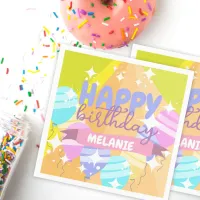 Happy Birthday Colorful Cartoon Balloons Sparkles