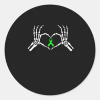 Skeleton Hand Heart Awareness Ribbon Supportive Classic Round Sticker