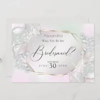 Wispy Pink Shimmery Will You Be My Bridesmaid Invitation