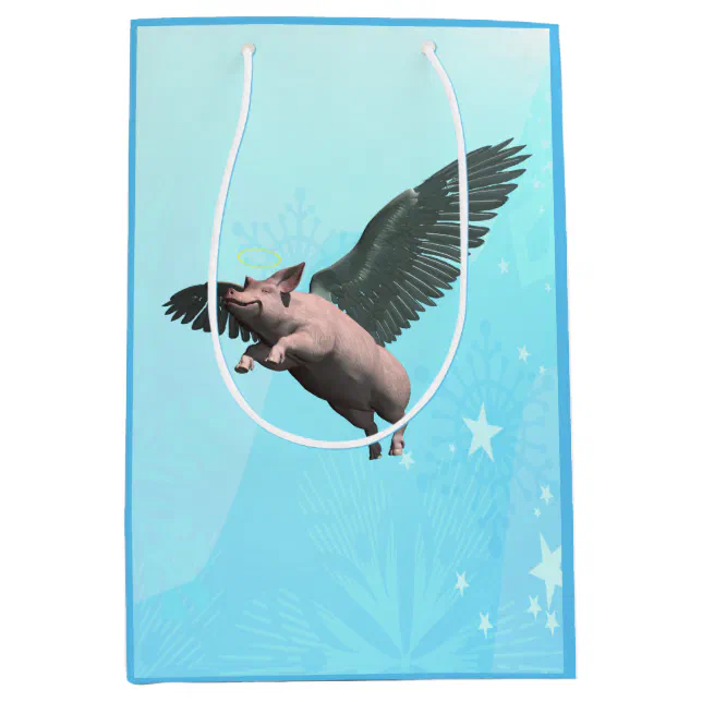 Cute Angel Pig Flying in the Sky Medium Gift Bag