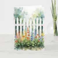 Thinking of You Picket Fence with Flowers Card