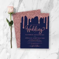 BUDGET Navy Blue Rose Gold Glitter Wedding