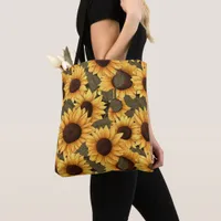 Pretty Sunflower Illustration All Over Print Tote Bag