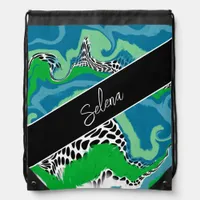 Personalized Abstract Digital Fluid Art    Drawstring Bag