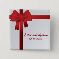 Red Bows Winter Wedding Pinback Button