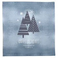 Christmas Trees and Snowflakes Blue ID863  Cloth Napkin