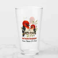Feisty Red-headed Woodpecker Glass