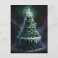 A Punny Smoky Weeding Cake Postcard