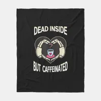 But Caffeinated Coffee Skeleton Hands Heart Fleece Blanket
