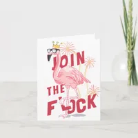 Join The Flock Funny Pink Flamingo Birthday Party Invitation