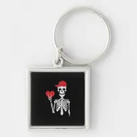 Roll Skeleton Hands Heart Valentines Day Skull Keychain