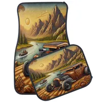 Scenic Hot Rod Leather Artwork Car Floor Mat