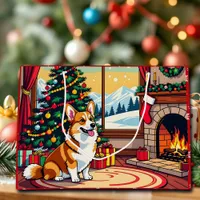 A Cute Festive Corgi Christmas Large Gift Bag
