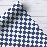 Navy and White Checkerboard Pattern Wrapping Paper