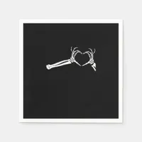Funny Skeleton Heart Hands. Halloween Costume Skel Napkins
