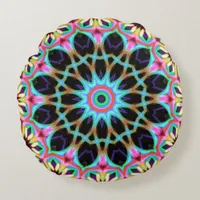 Groovy Geometric Floral Mandala Round Round Pillow