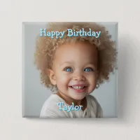 Personalized Happy Birthday Name and Photo Button