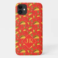 Cool Tacos Tortilla and Chillies Mexican Pattern iPhone 11 Case