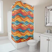 Colorful Waves Shower Curtain