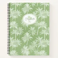 Hawaiian Palm Tree Silhouette Pattern Green ID1093 Notebook