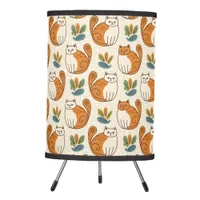 Orange and White Cats Naive Art Style Tripod Lamp
