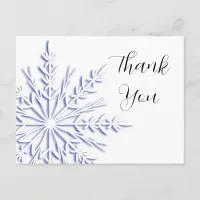 Blue and White Winter Snowflake Thank You Postcard