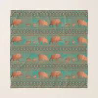 Southwest Cute Javelina Family Copper Teal Scarf